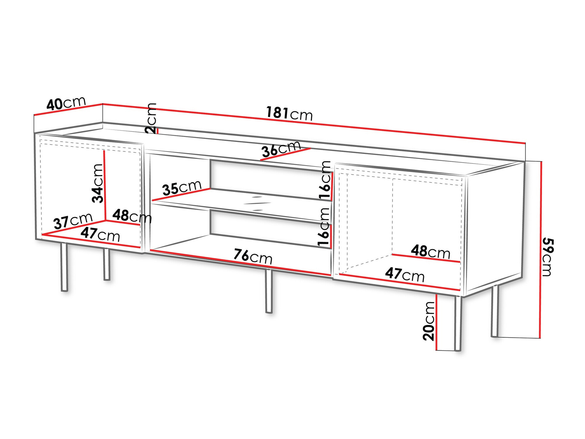 TV stand Mortali 105 (Black)