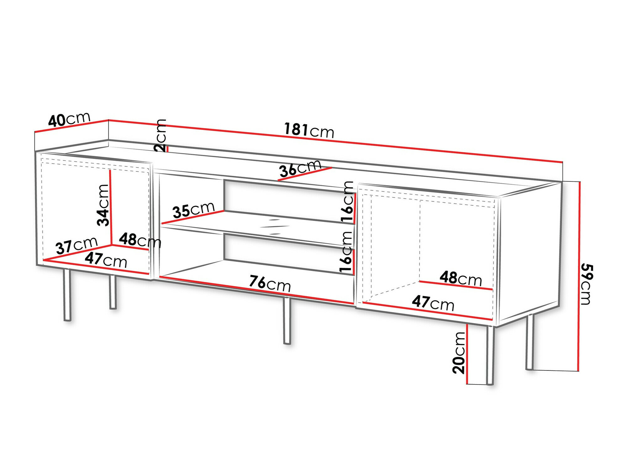 TV stand Sillen II (White)