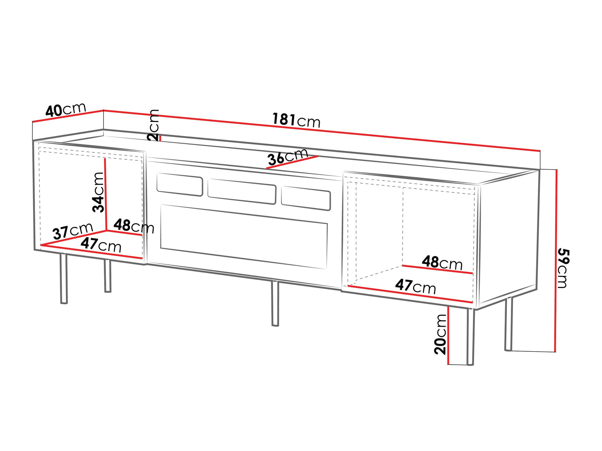 TV stand Sillen III (White)