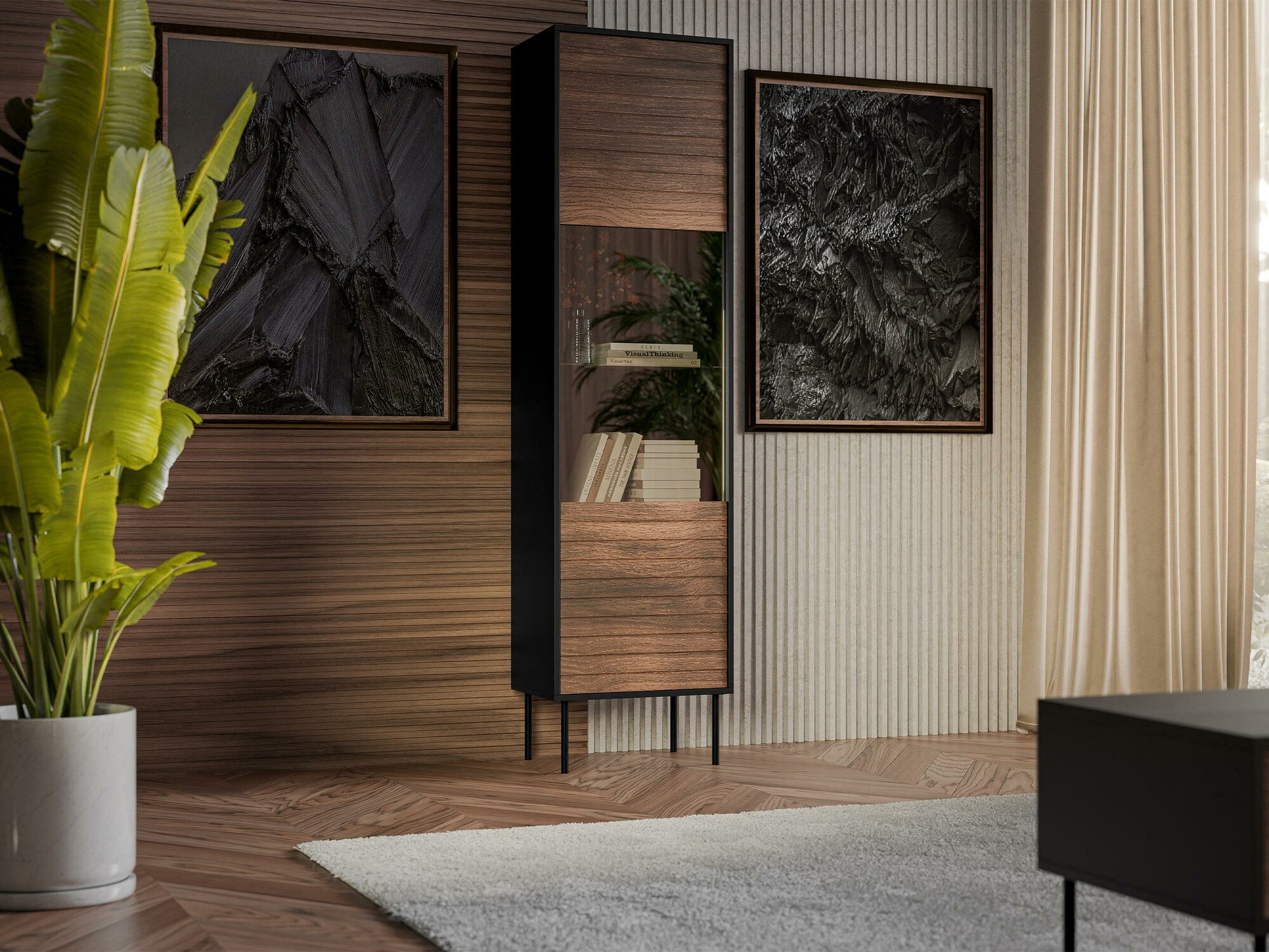 Bookcase Flosoru 107 (Walnut + Black)