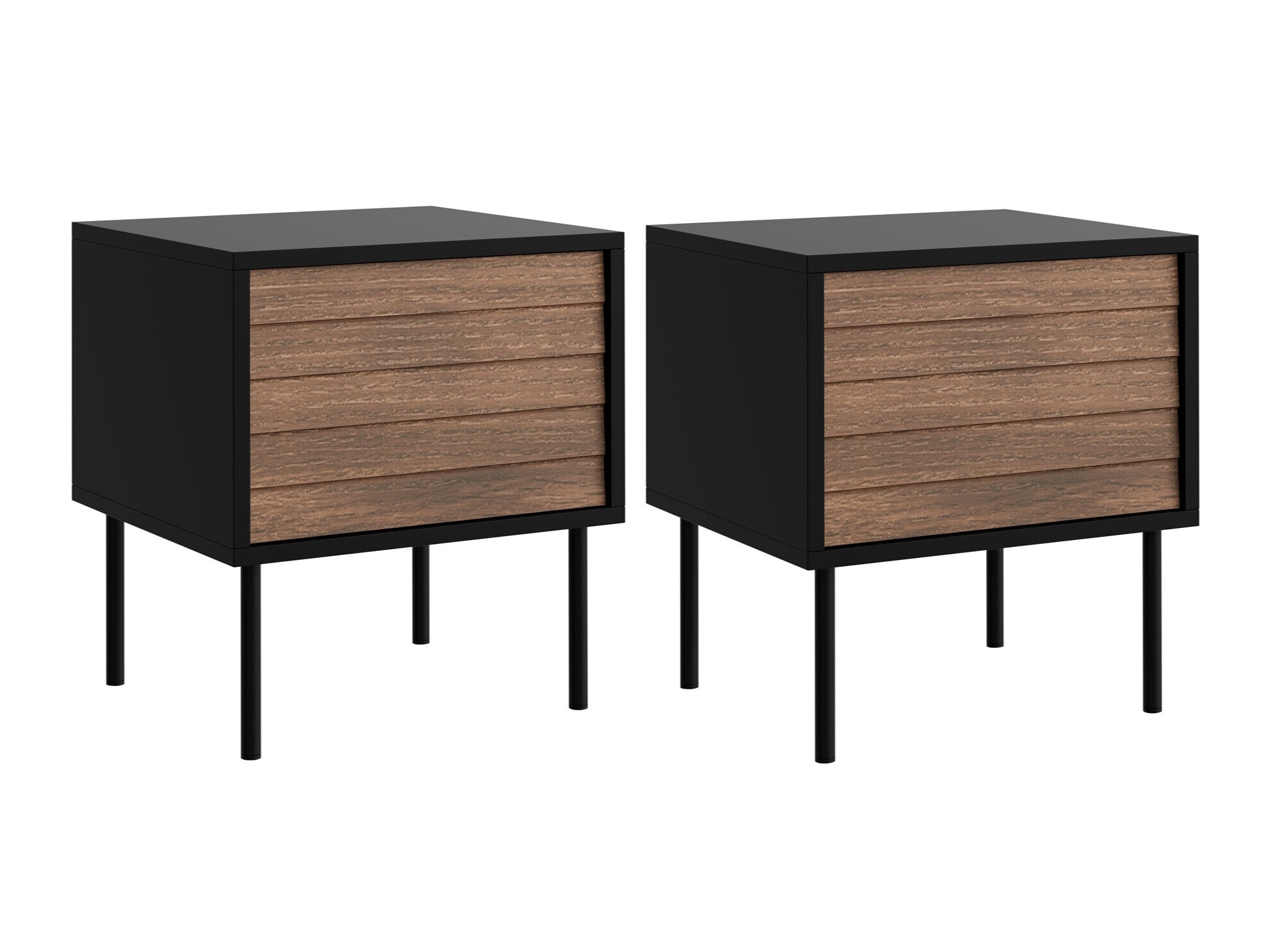 Set of bedside tables Flosoru 106 (Walnut + Black)