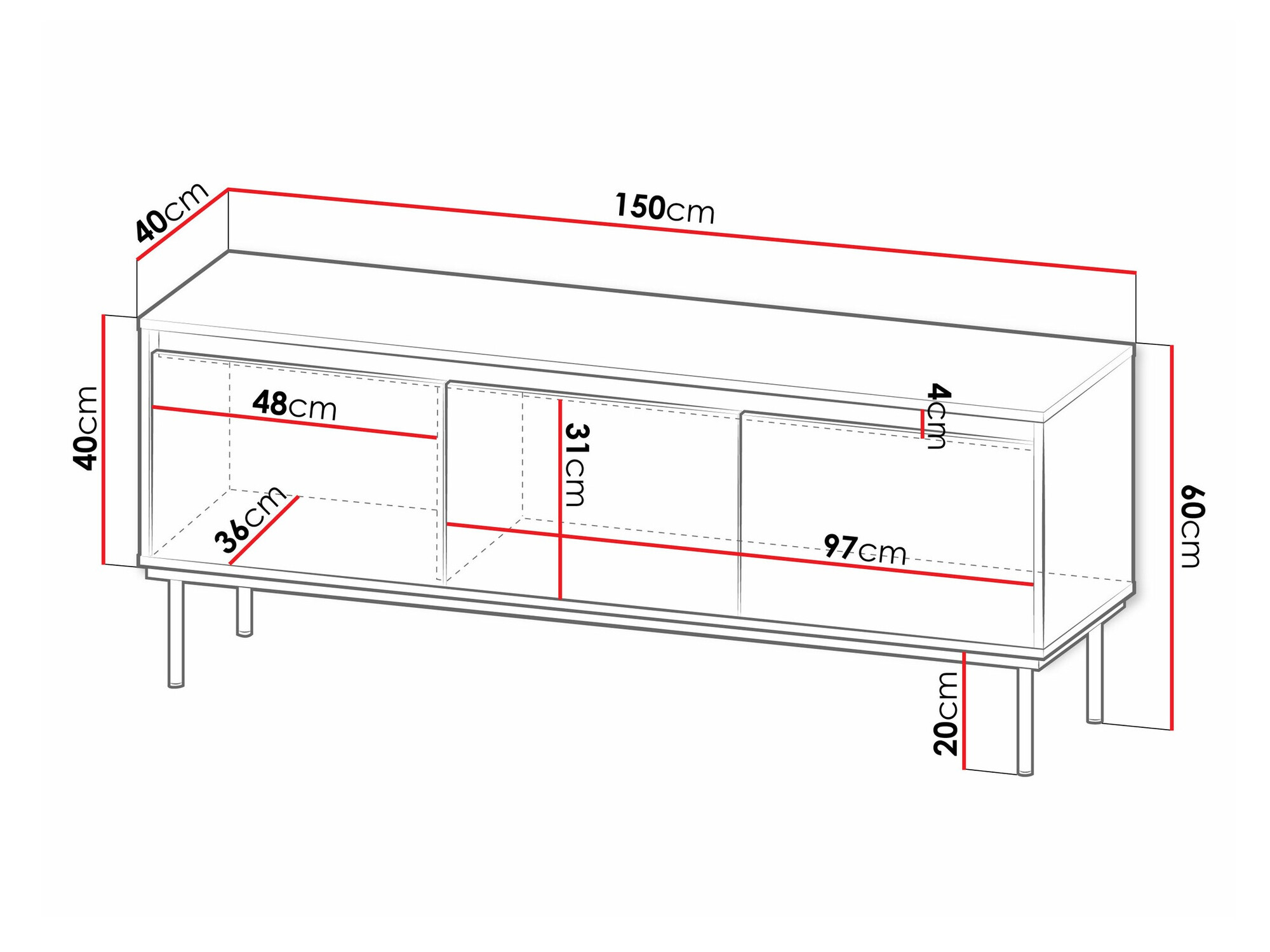 TV stand Comfivo Betula (Black)