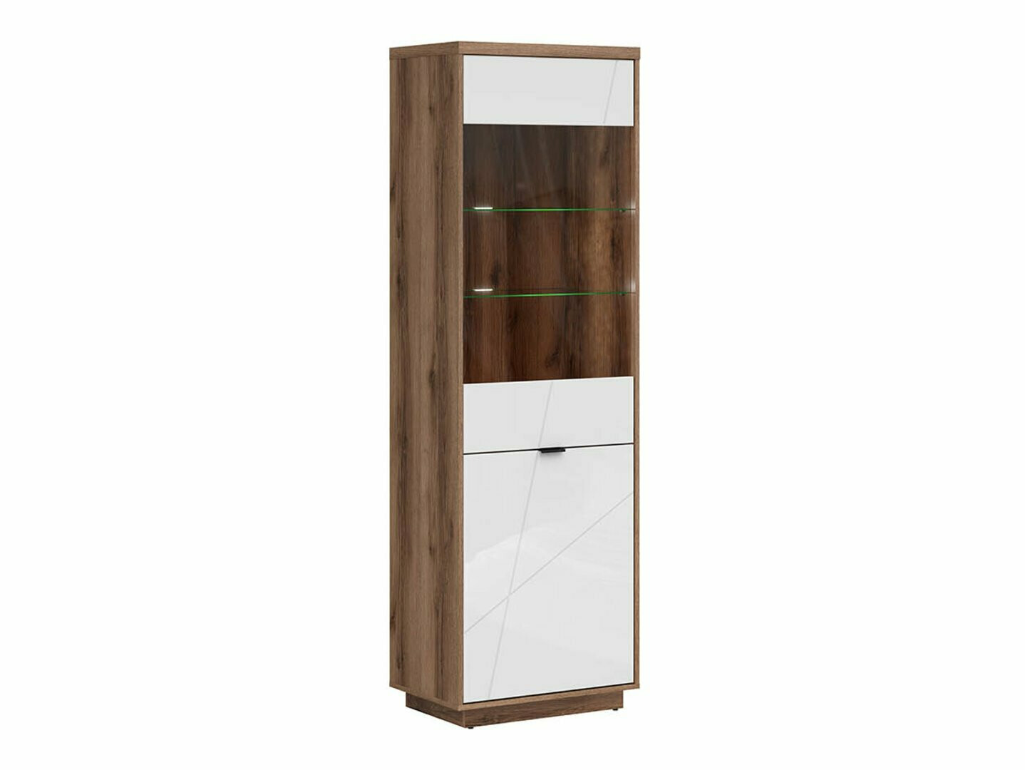 Bookcase Fivale 102 (Dark Delano oak + Glossy white)