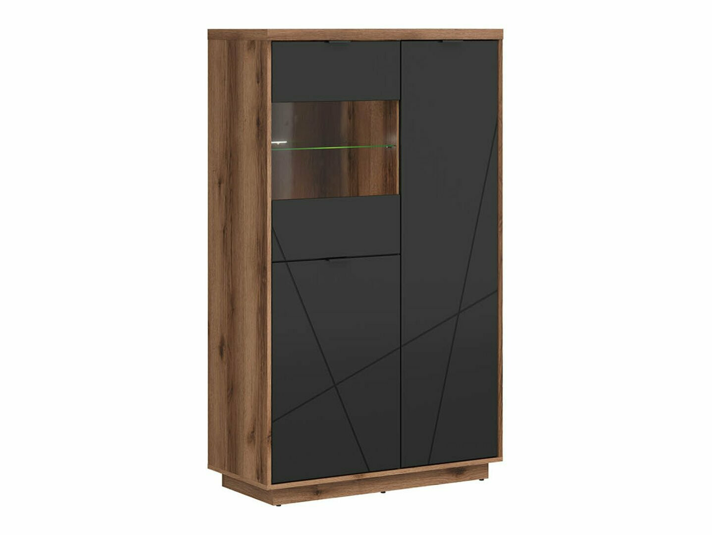 Bookcase Fivale 103 (Dark Delano oak + Matte black)