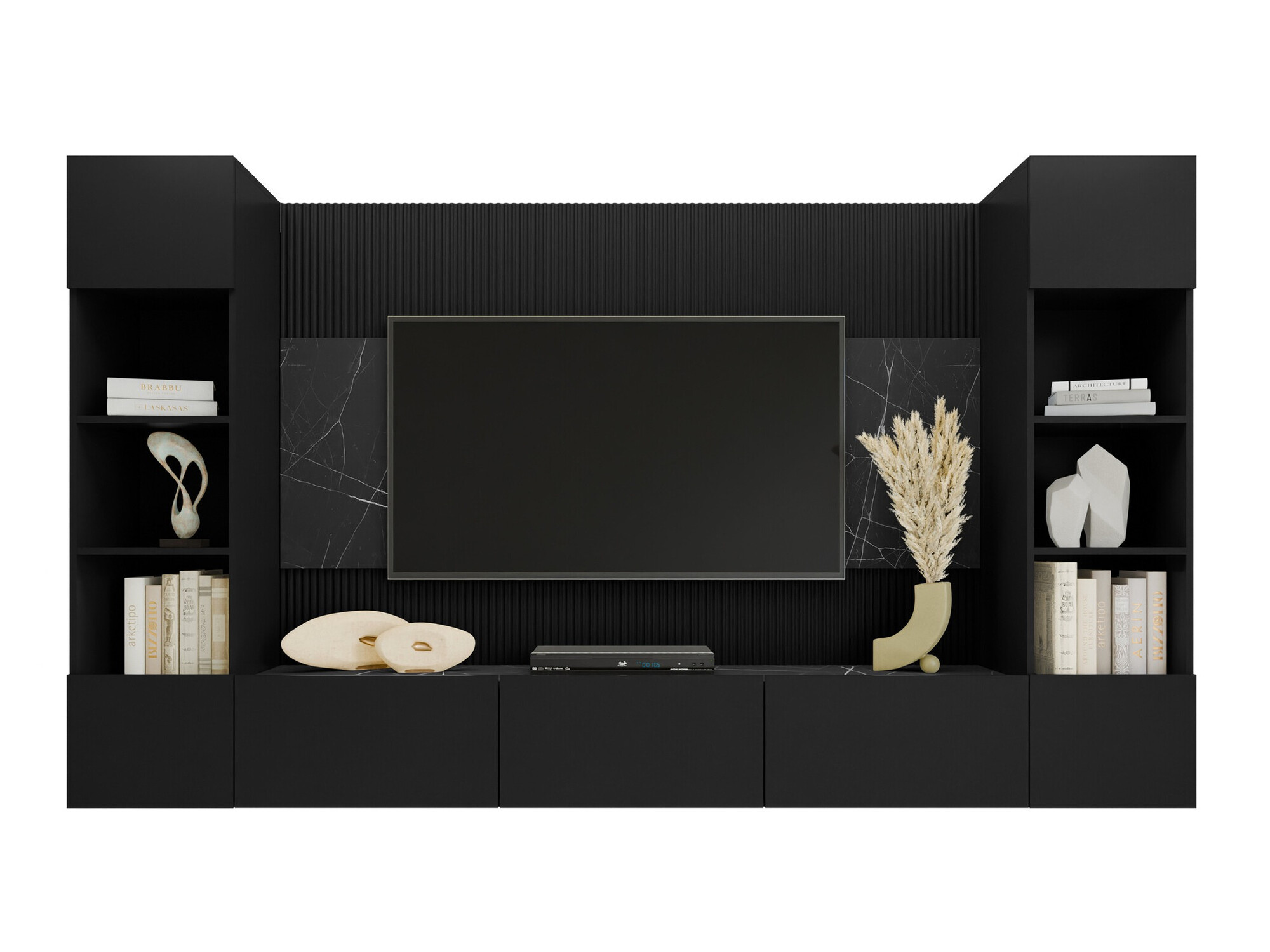 Living room set Comfivo Salix I (Black + Black marble)