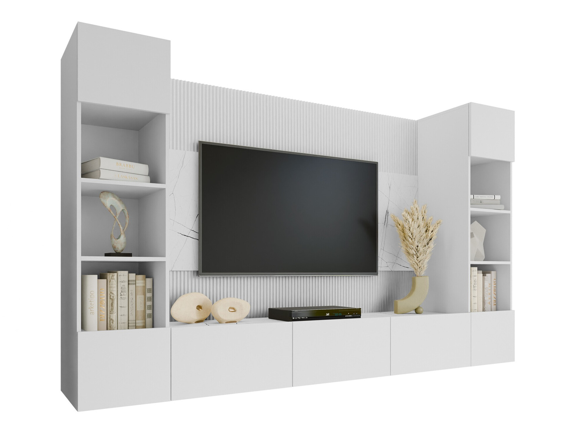 Living room set Comfivo Salix I (White + White marble)