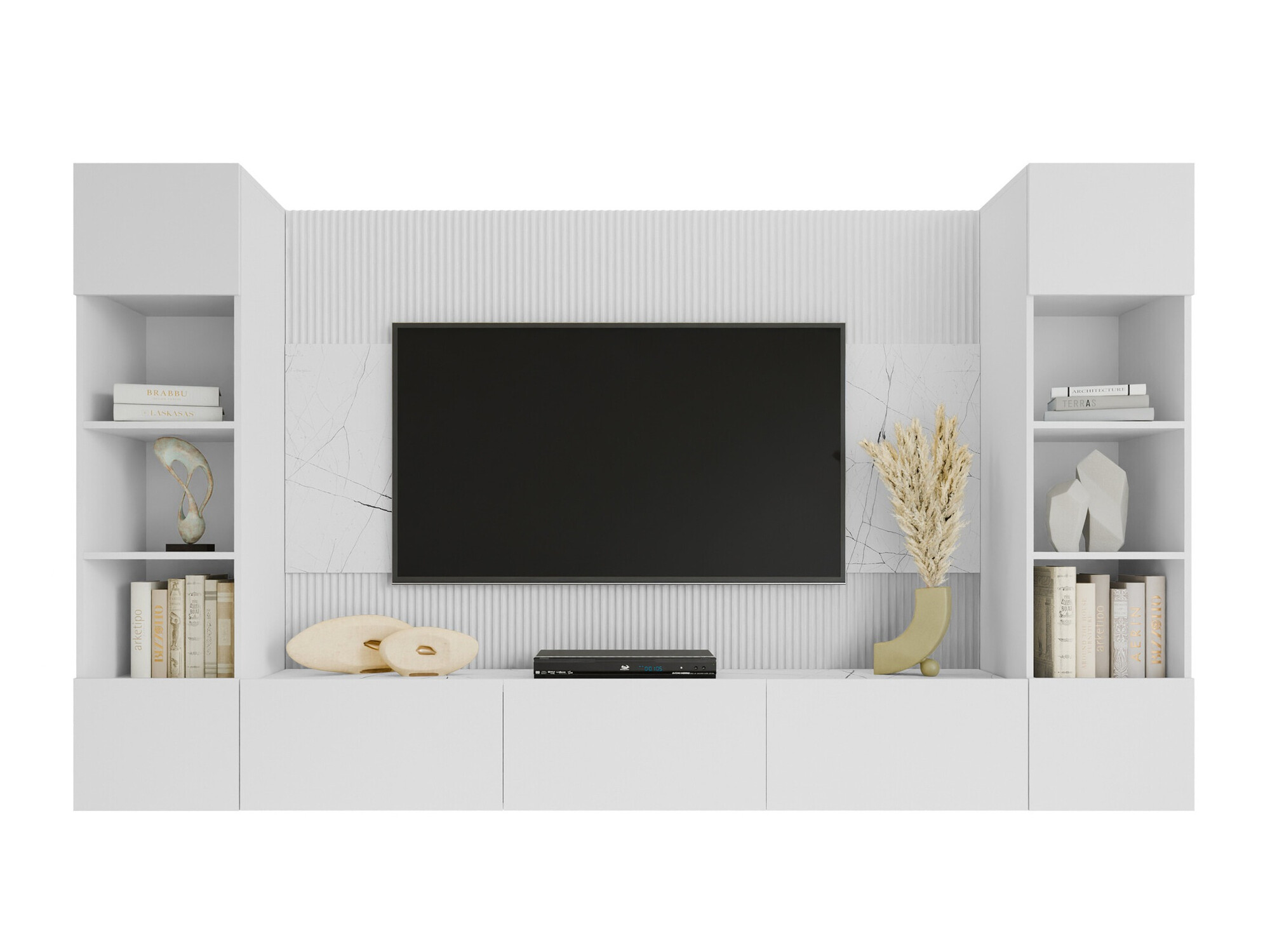 Living room set Comfivo Salix I (White + White marble)
