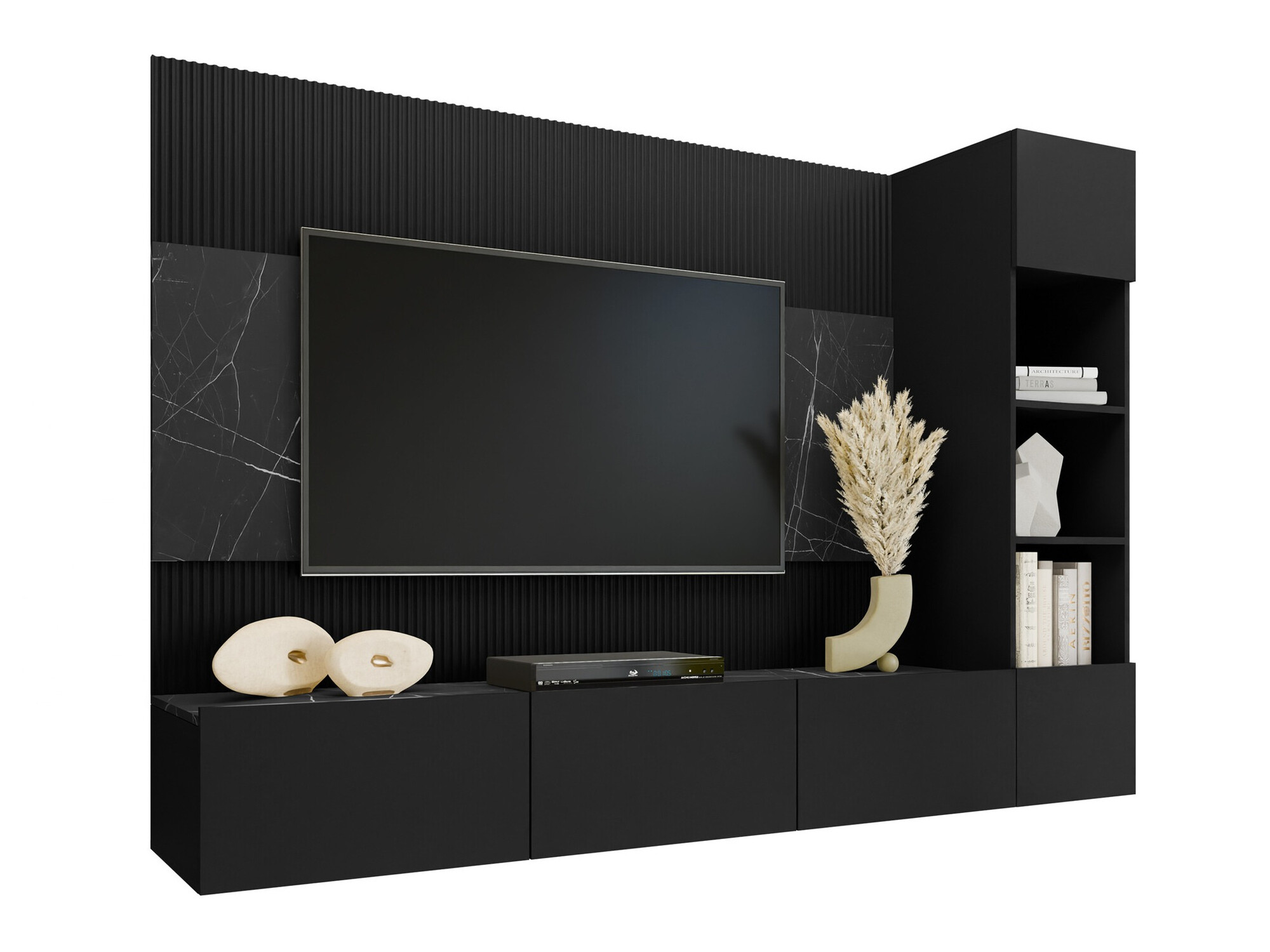 Living room set Comfivo Salix II (Black + Black marble)