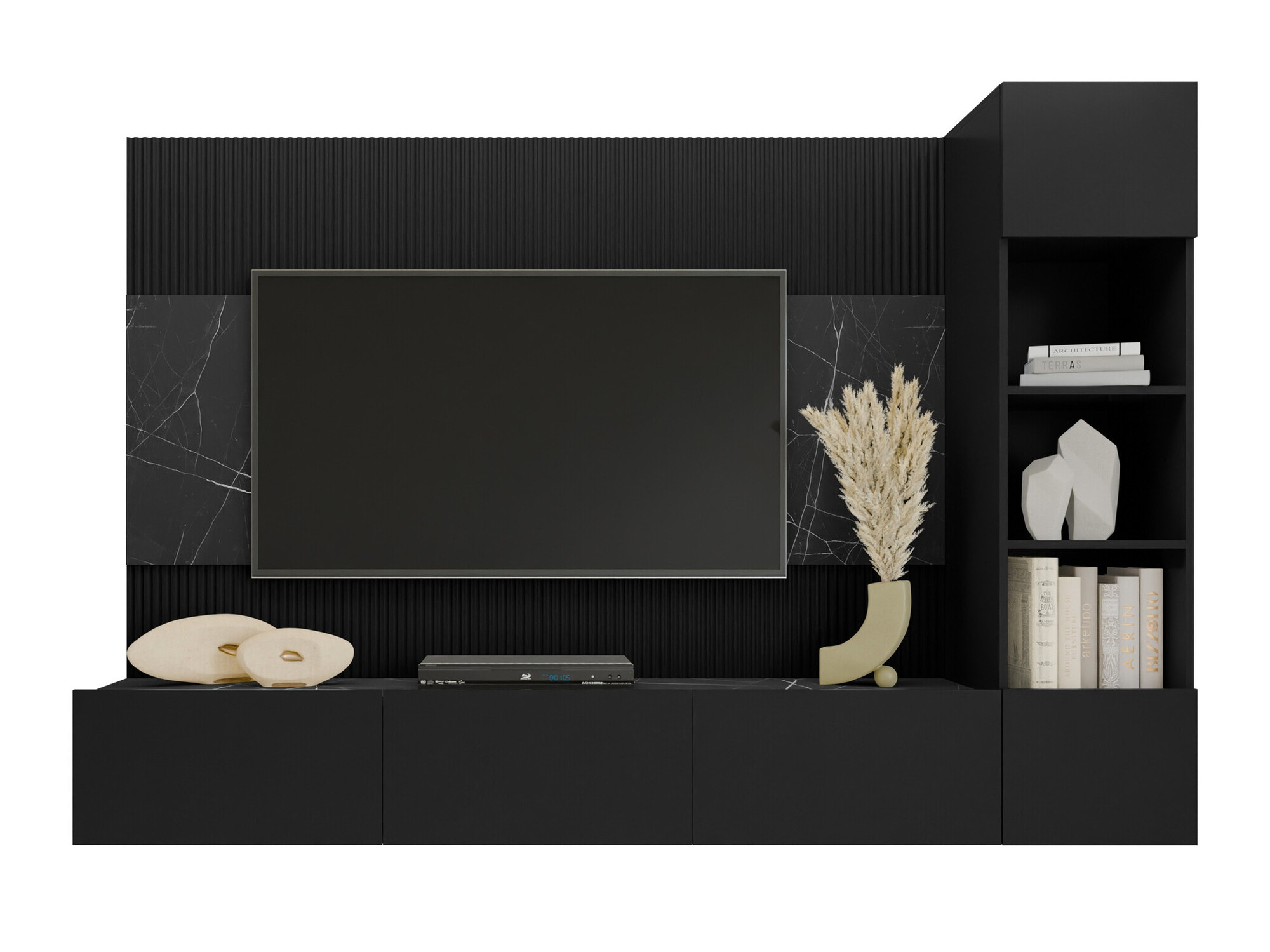 Living room set Comfivo Salix II (Black + Black marble)