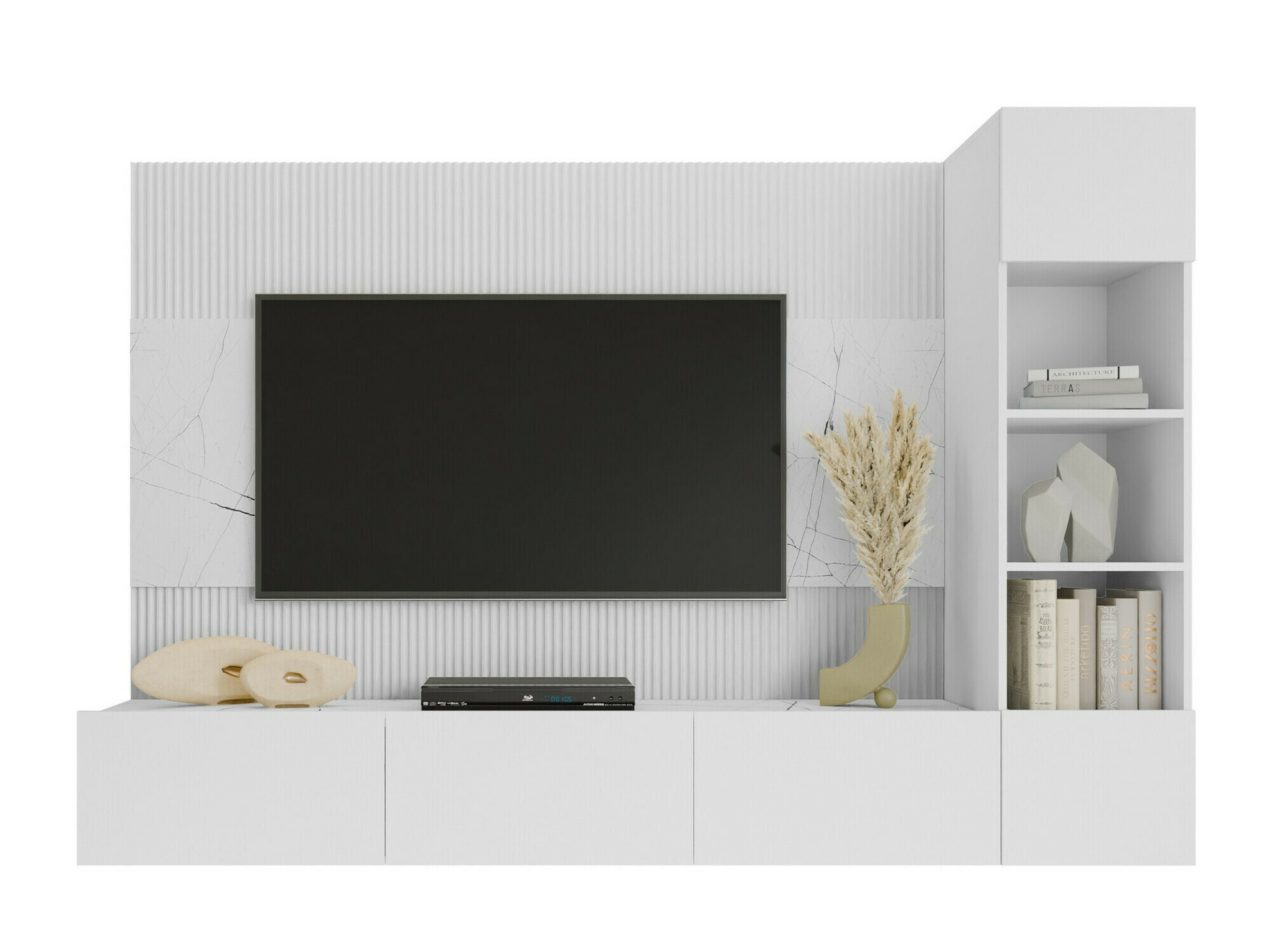 Living room set Comfivo Salix II (White + White marble)
