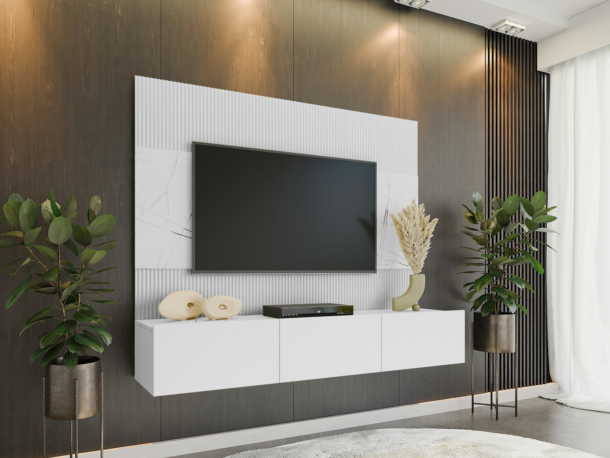 Living room set Comfivo Salix (White + White marble)