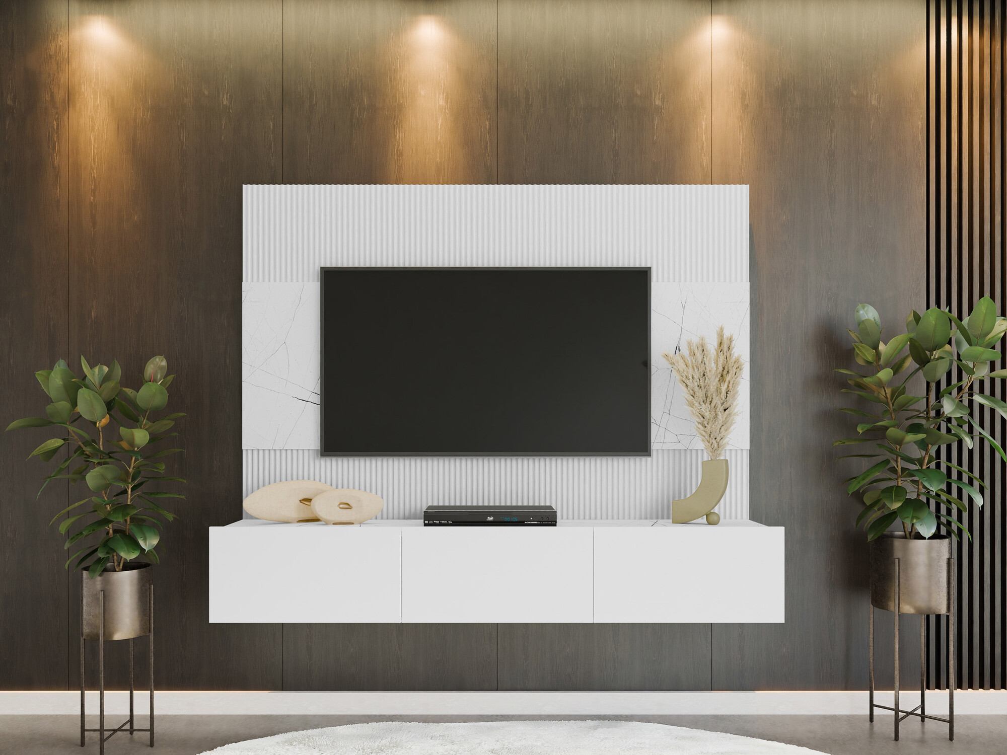 Living room set Comfivo Salix (White + White marble)