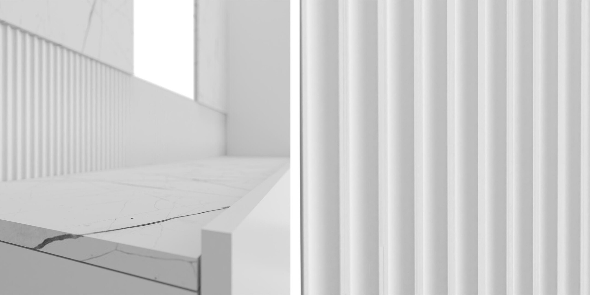 Living room set Comfivo Salix (White + White marble)