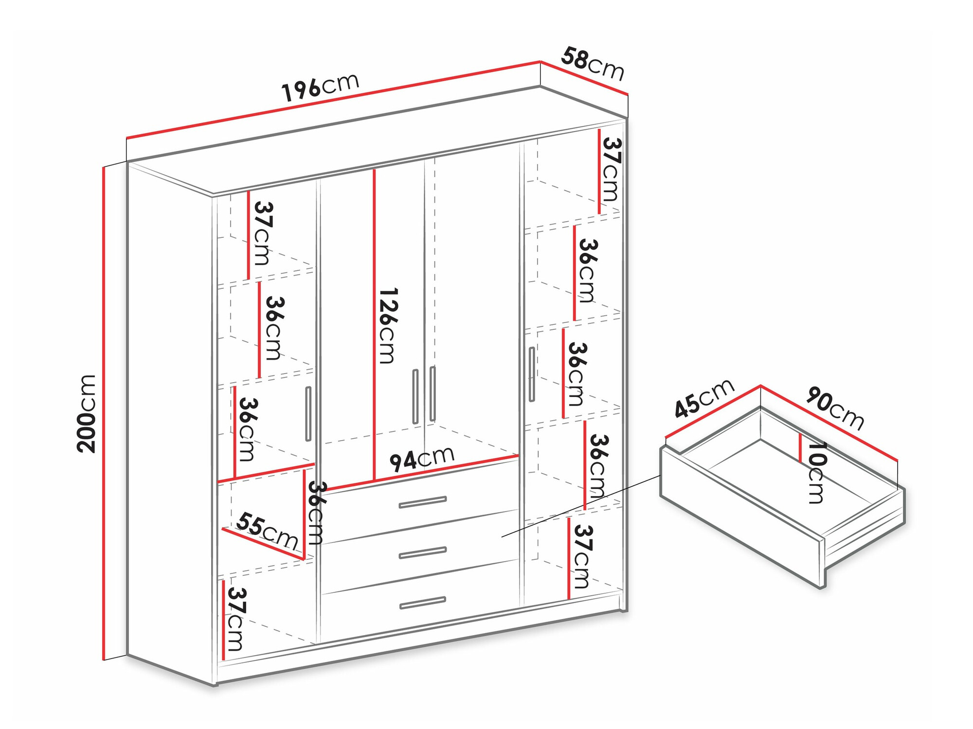 Wardrobe Dortivu 154 (White)