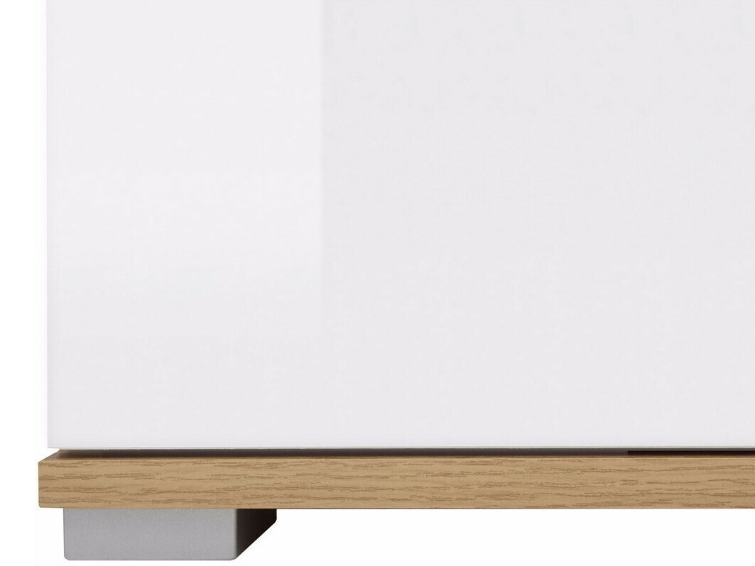 Bedside table Tivetra 114 (Wotan Oak + Glossy white)