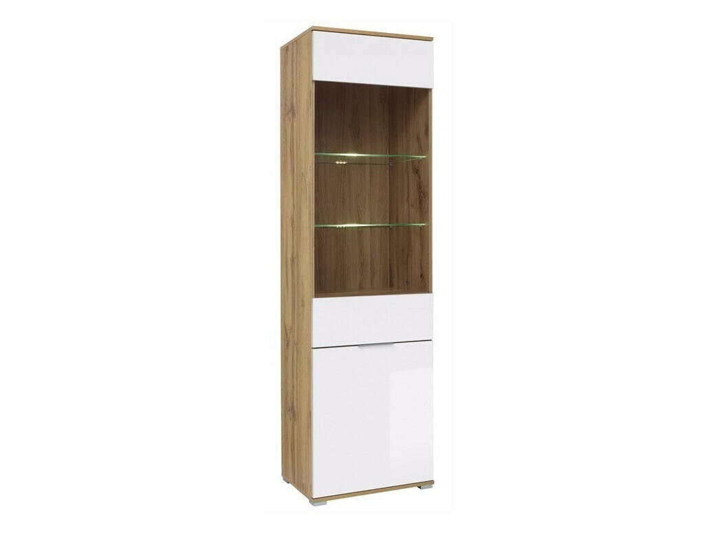 Bookcase Tivetra 106 (Wotan Oak + Glossy white)