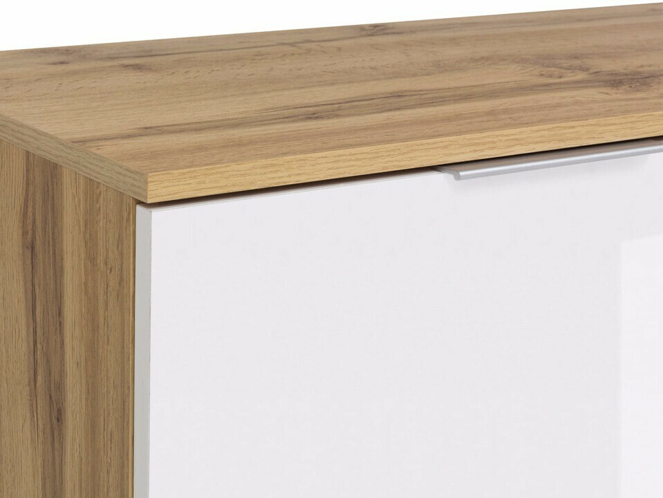 Bookcase Tivetra 106 (Wotan Oak + Glossy white)