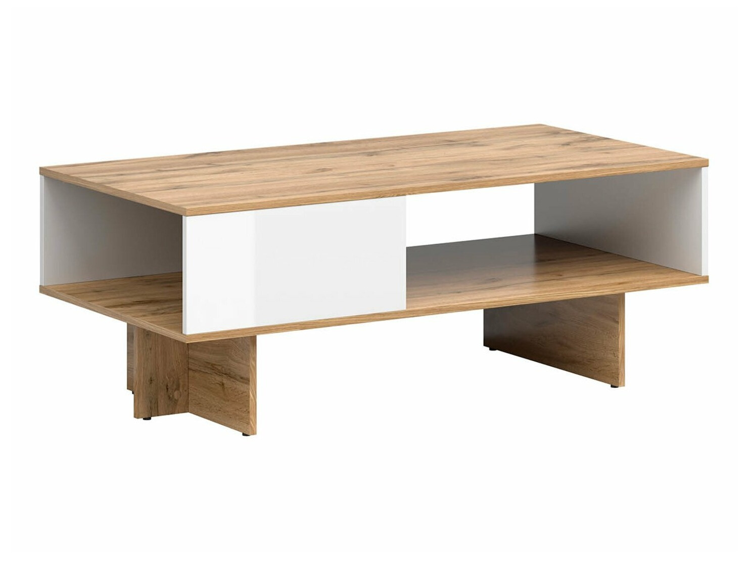 Coffee table Tivetra 124 (Wotan Oak + Glossy white)