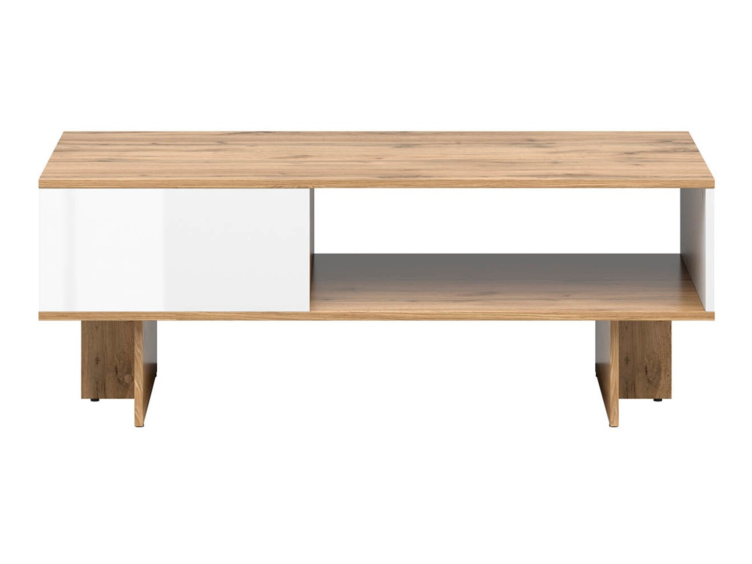 Coffee table Tivetra 124 (Wotan Oak + Glossy white)