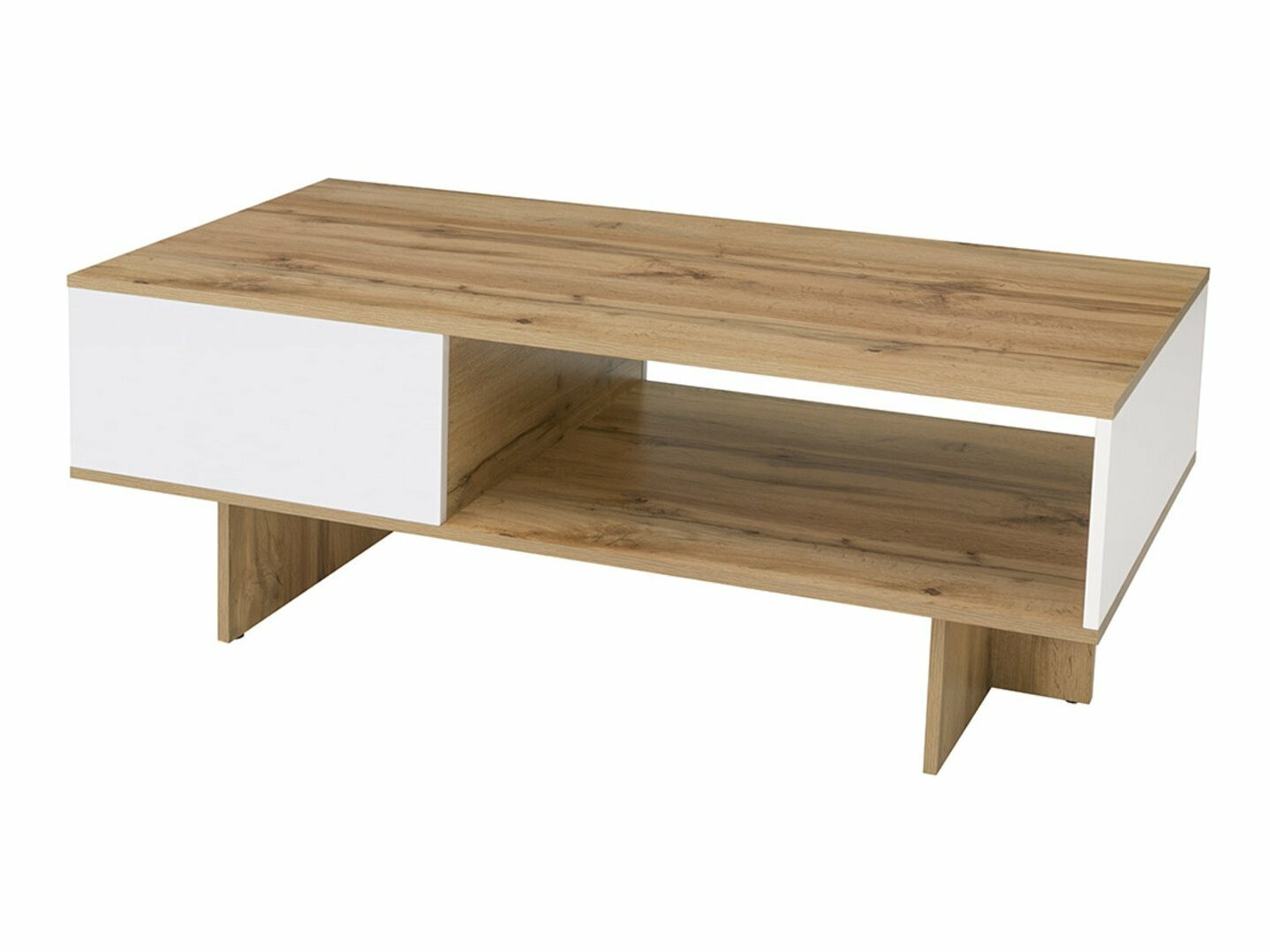 Coffee table Tivetra 124 (Wotan Oak + Glossy white)