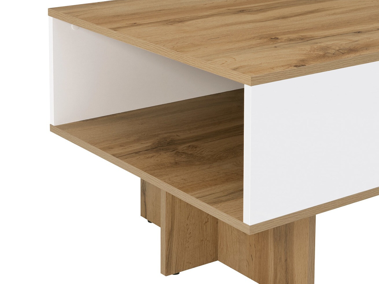 Coffee table Tivetra 124 (Wotan Oak + Glossy white)