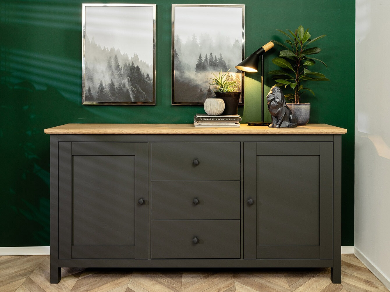 Chest of drawers Sordoro 101 (Graphite + Artisan oak)