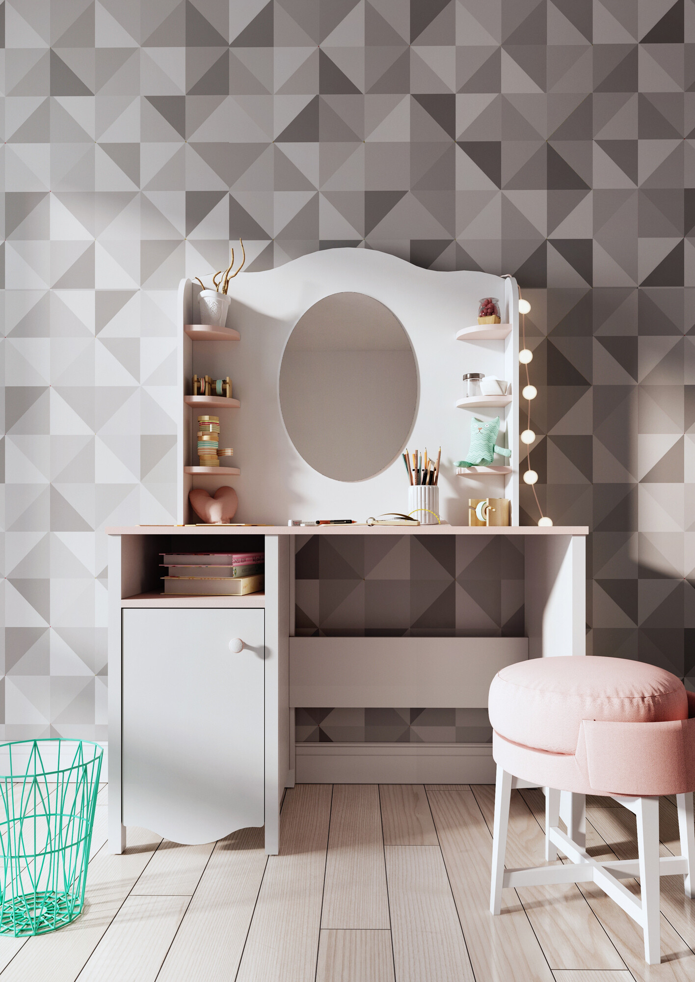 Desk Velferi 114 (White + Pink)