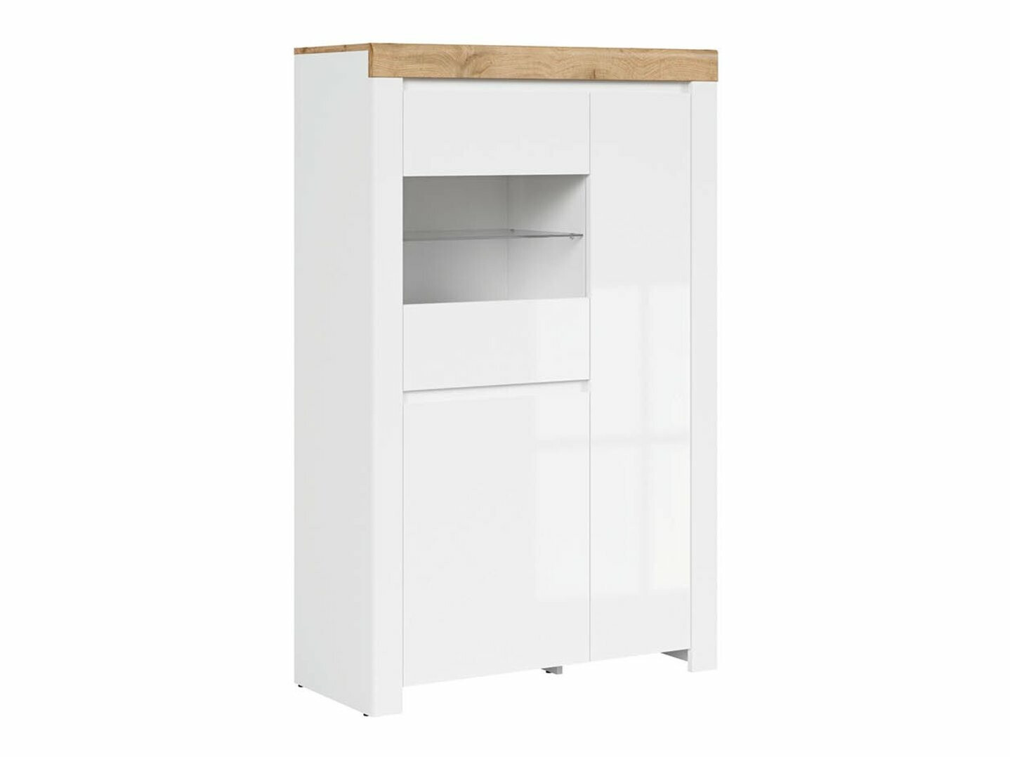 Bookcase Sonsoru 105 (White + Glossy white + Wotan Oak)
