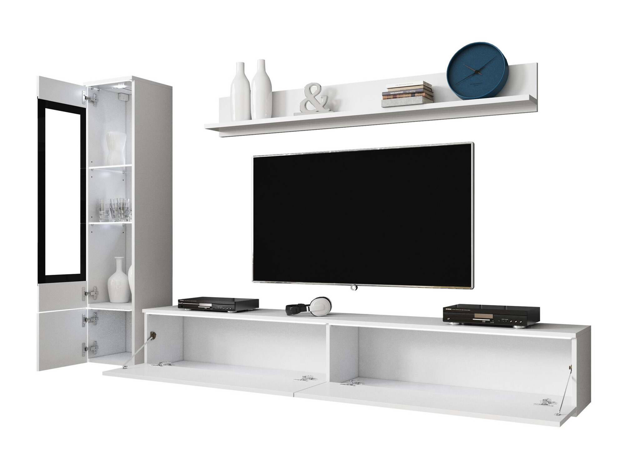 Living room set Mirfivo 100 (White + Glossy white)