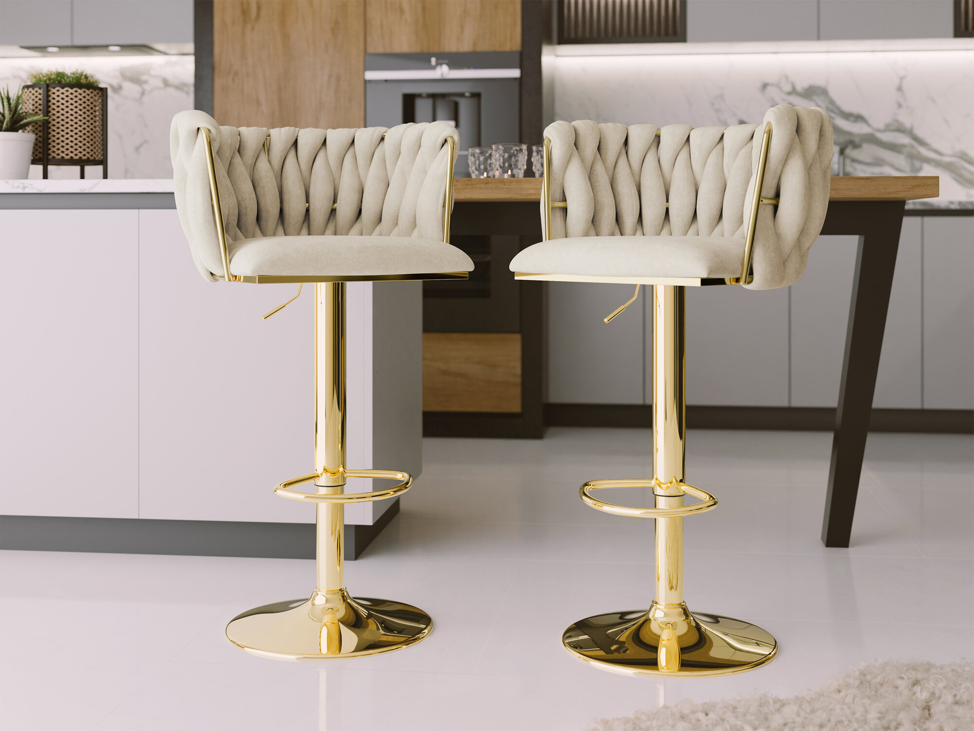 Bar stool Comfivo Hilaritas IV (Golden + Beige)