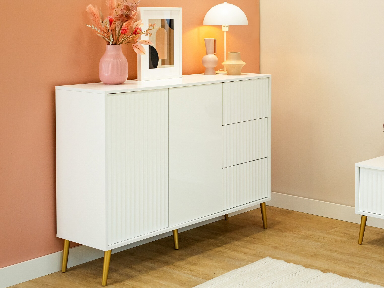 Chest of drawers Cirferi 101 (White + Golden)