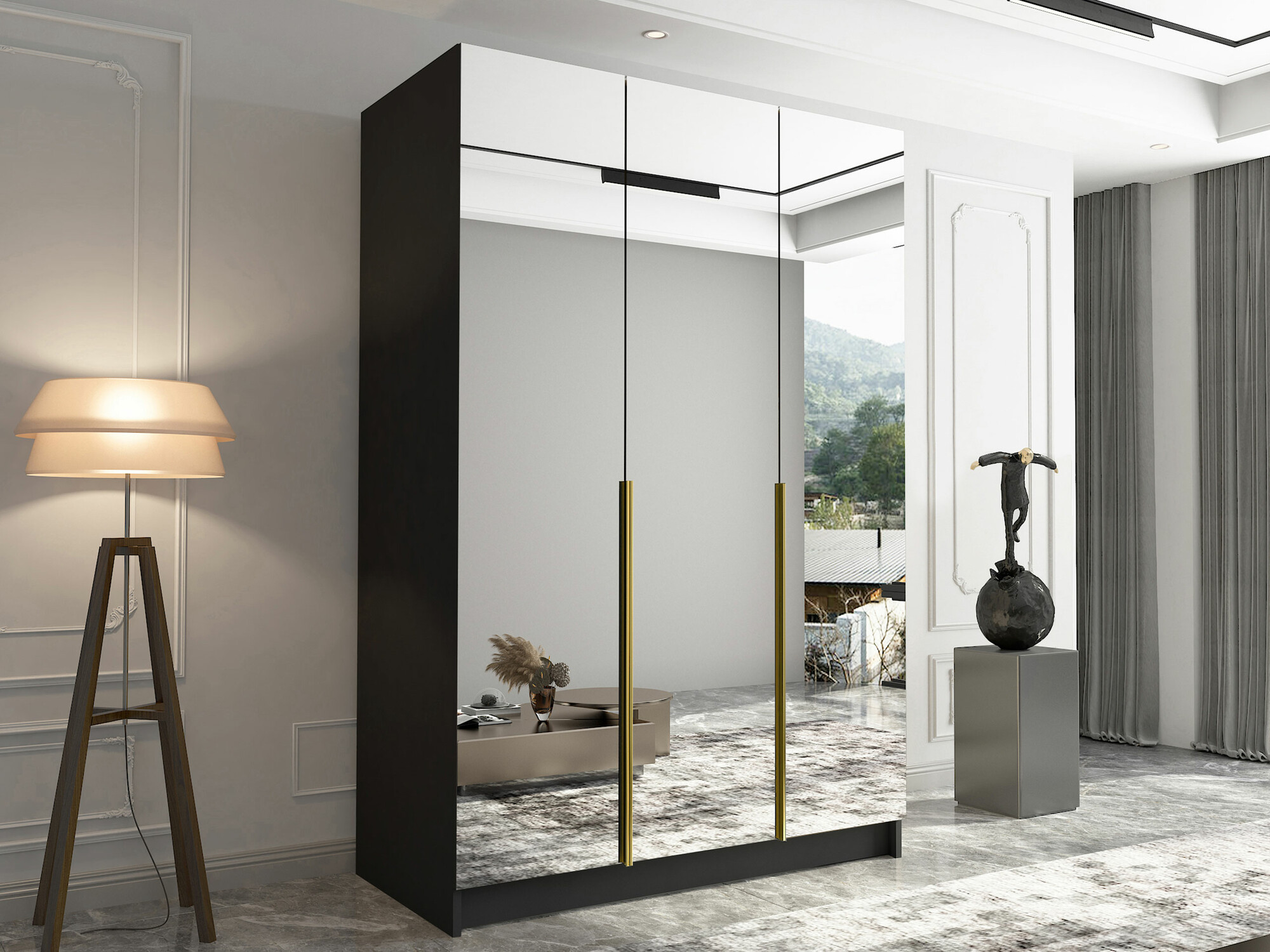 Wardrobe Closico 196 (Black + Golden)