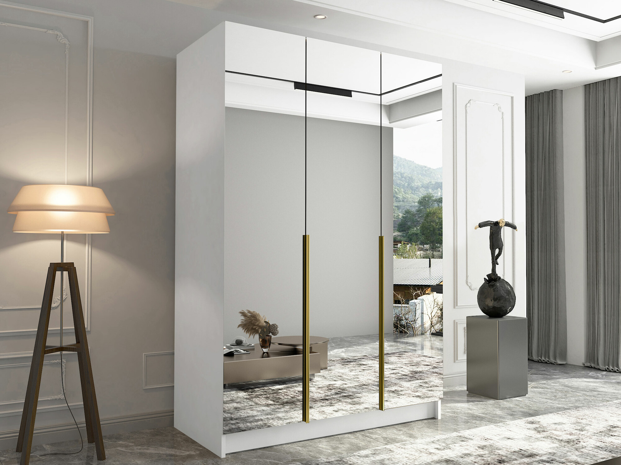 Wardrobe Closico 196 (White + Golden)