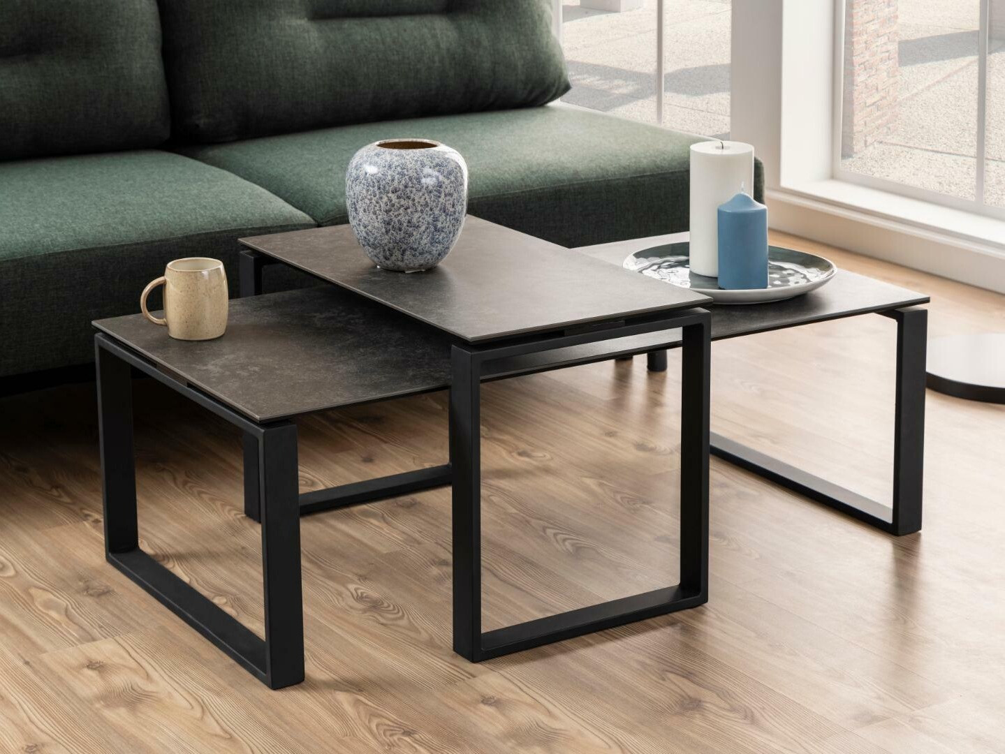 Coffee table set Norsica 421 (Dark grey + Black)