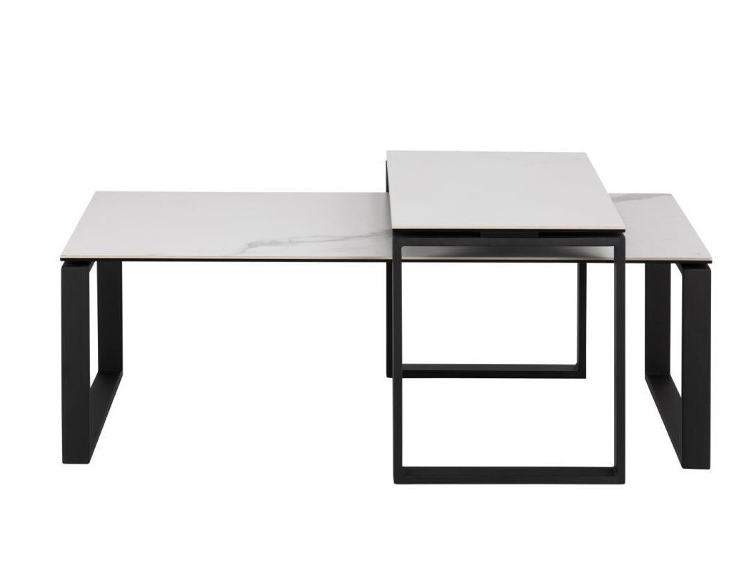 Coffee table set Norsica 421 (White marble + Black)