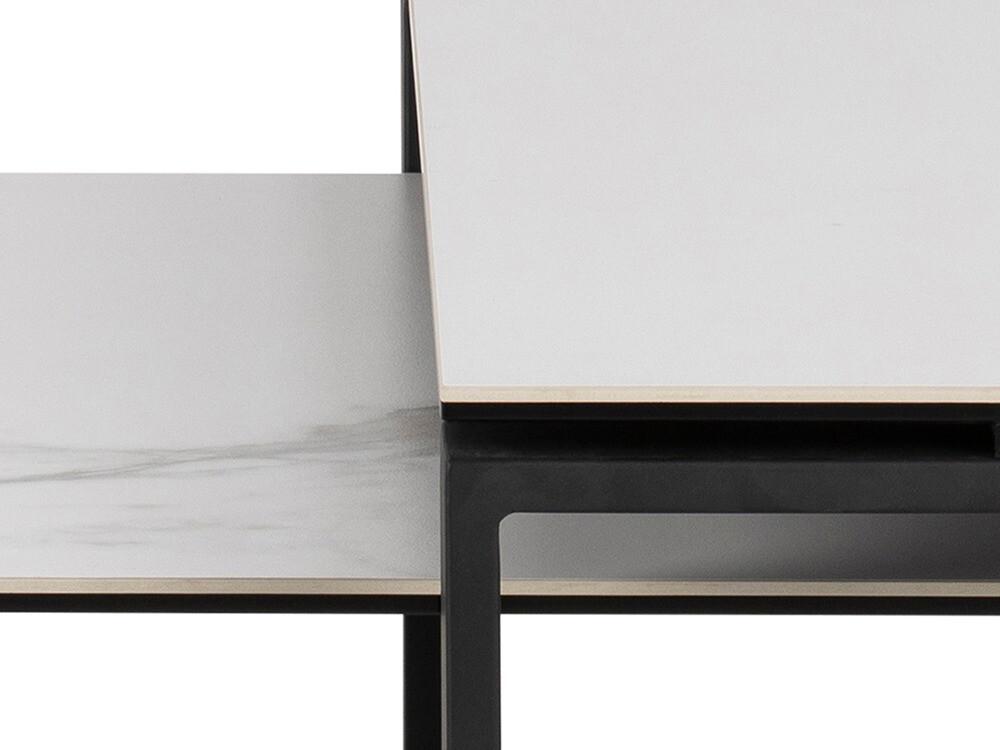 Coffee table set Norsica 421 (White marble + Black)
