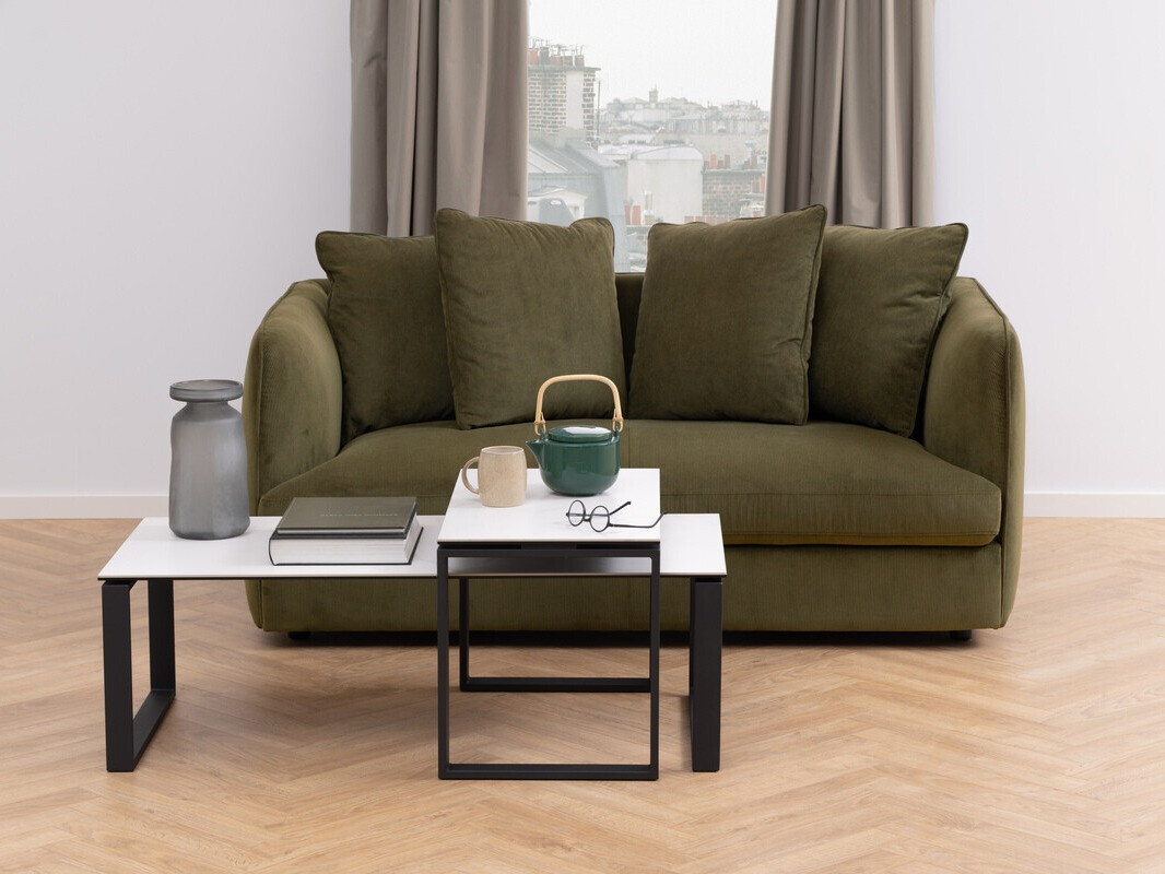 Coffee table set Norsica 421 (White marble + Black)