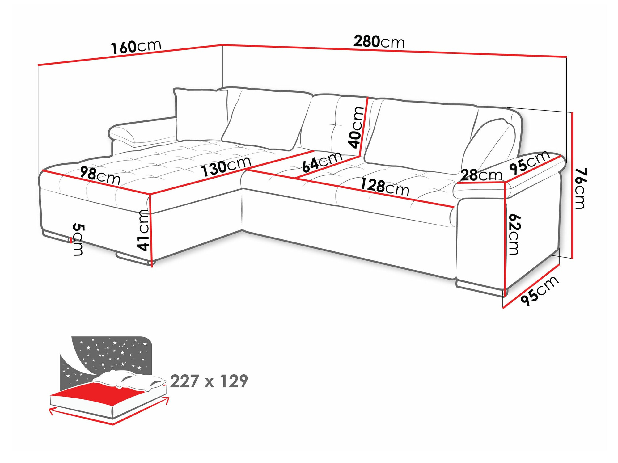 Corner sofa Comfivo Mica II (Fragola 90)