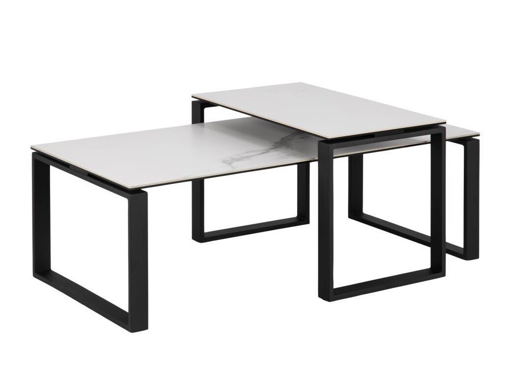Nest of coffee tables Norsica 421 (White marble + Black)