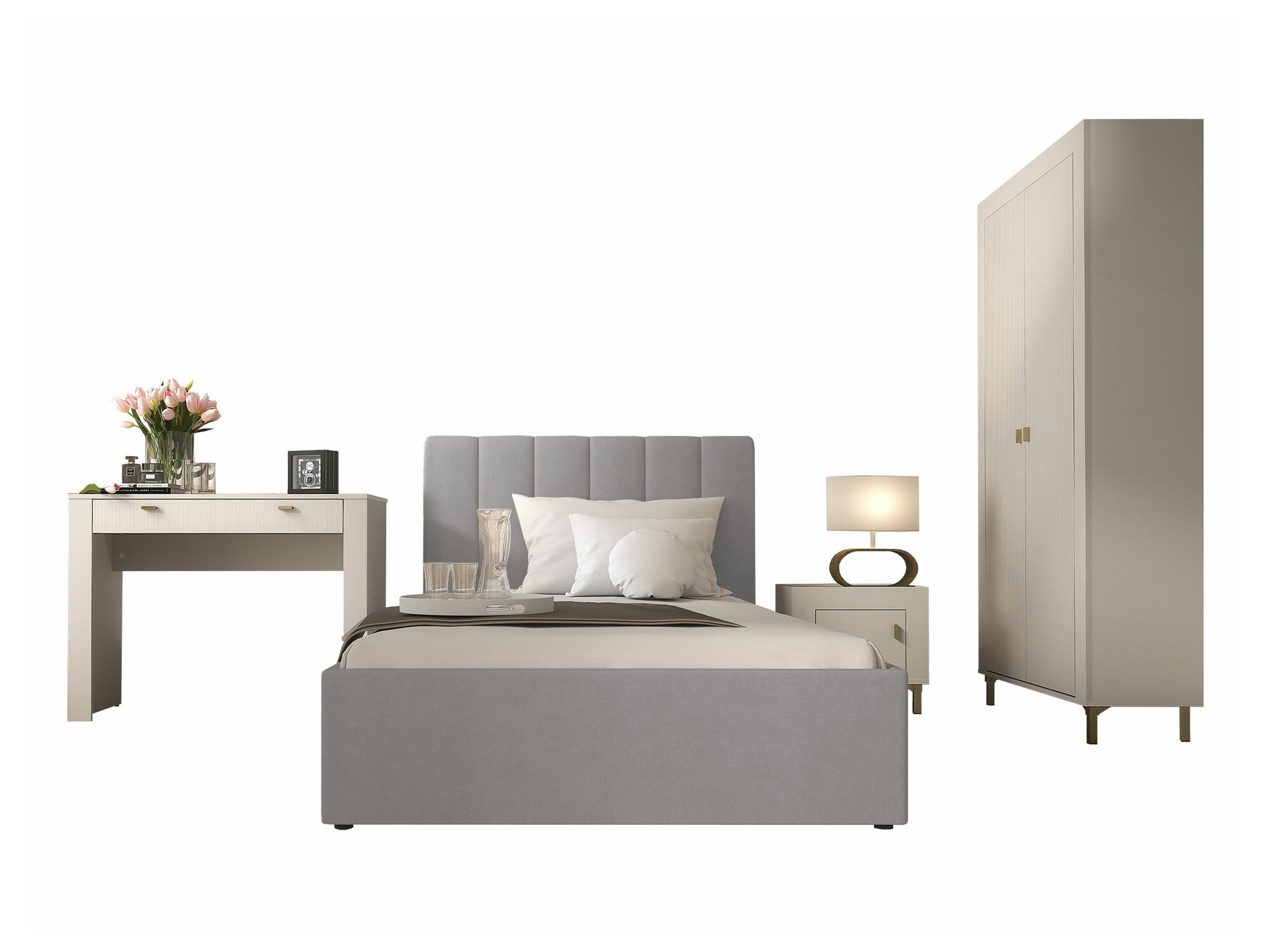 Bedroom set Mormavu 112 (Cashmere + Grey)