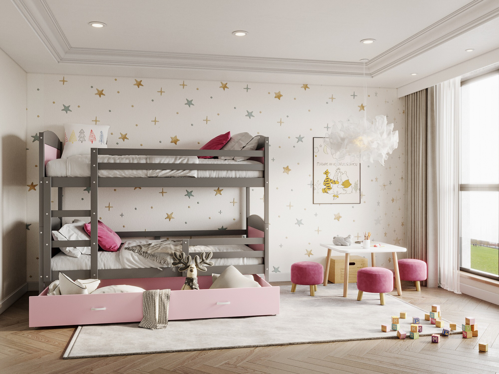 Bunk bed Aurora 102 (Pink)