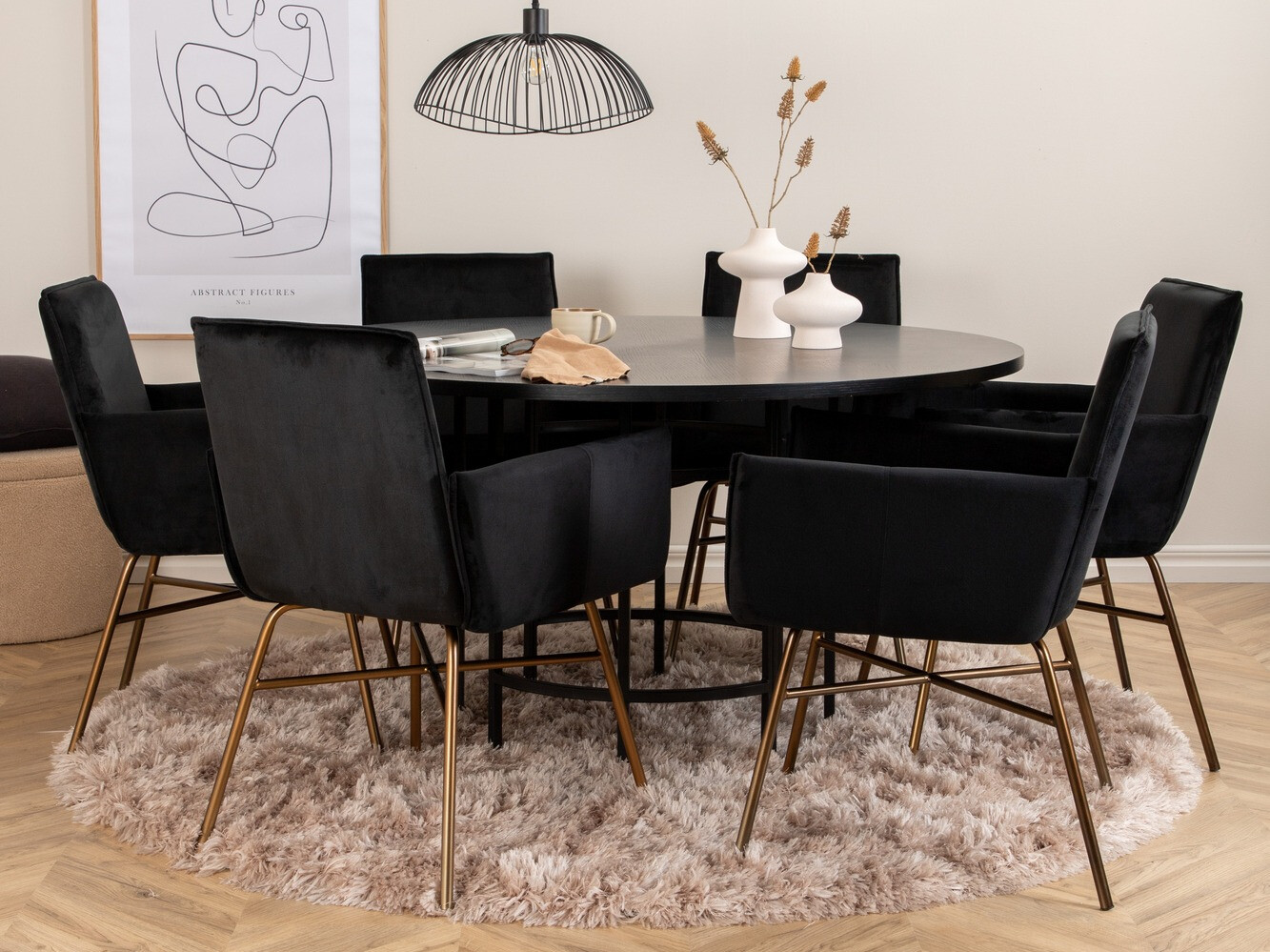 Dining set Dallas 2391 (Black + Brass)