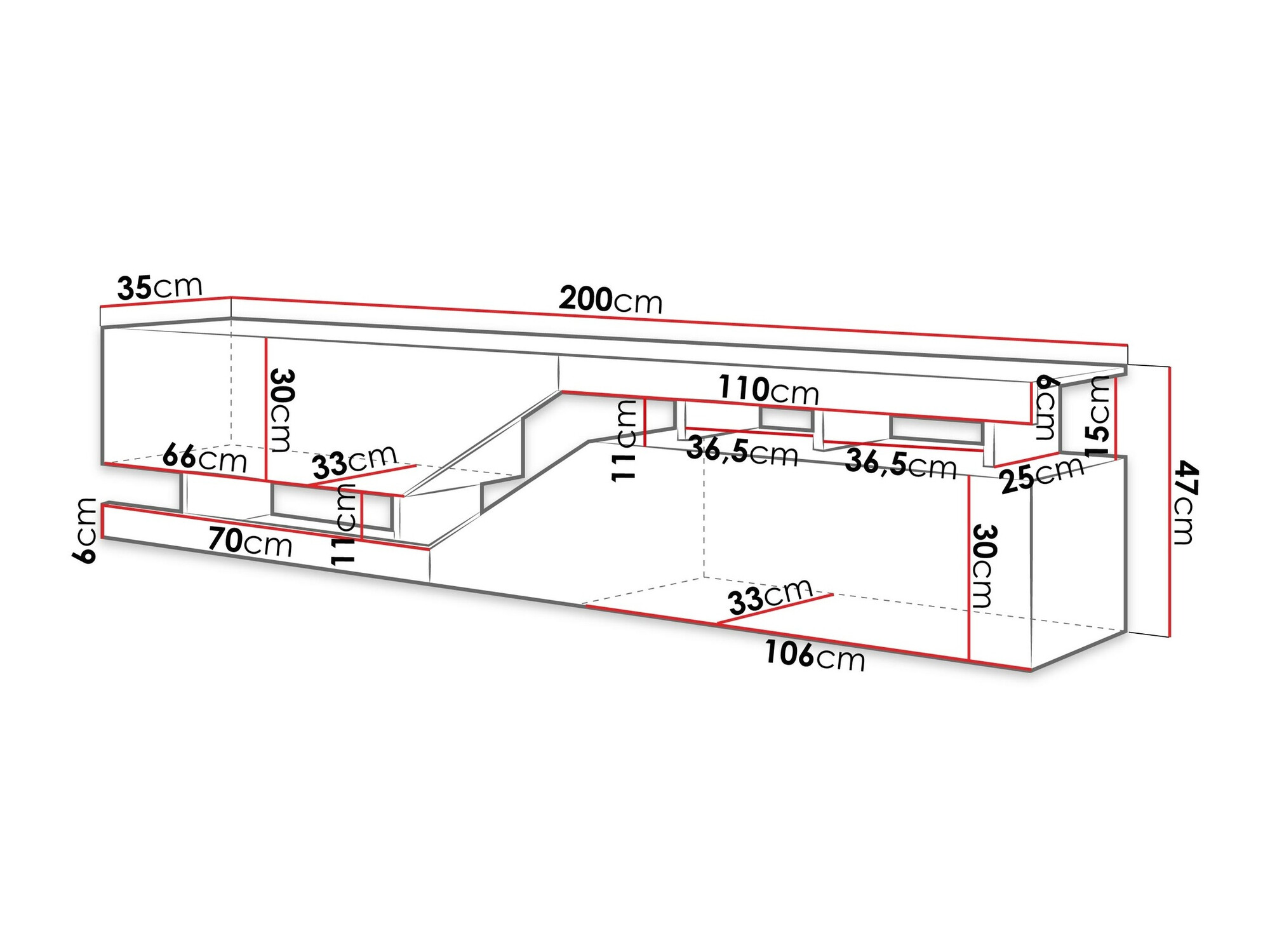 TV stand Comfivo Daldune I (Anthracite + Wotan Oak)