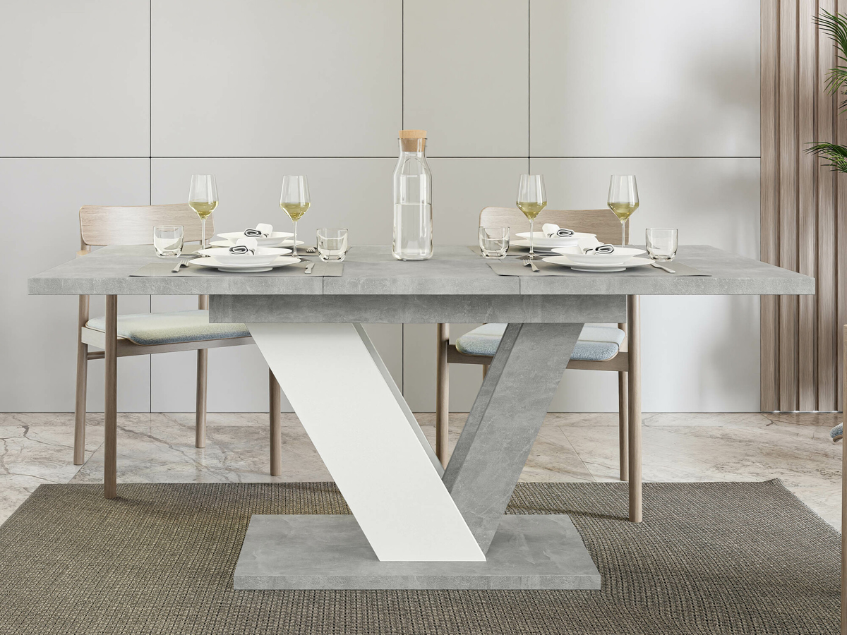 Table Goodyear 131 (Glossy white + Concrete)