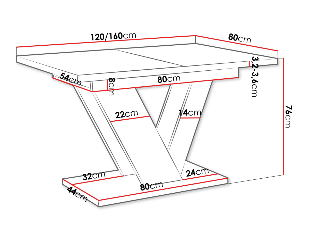 Table Goodyear 131 (Glossy white + Concrete)