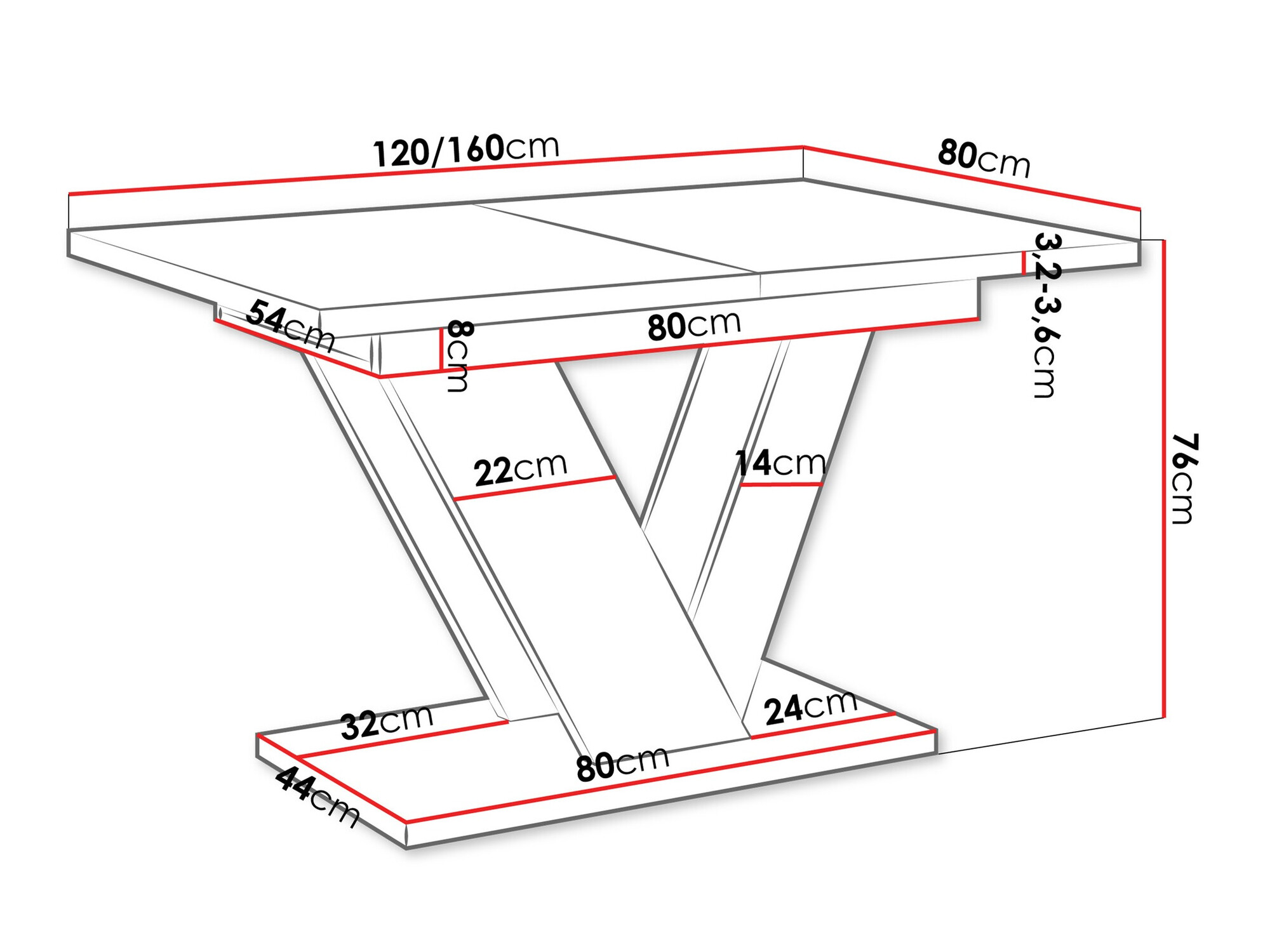 Table Violium (Glossy black + Concrete)