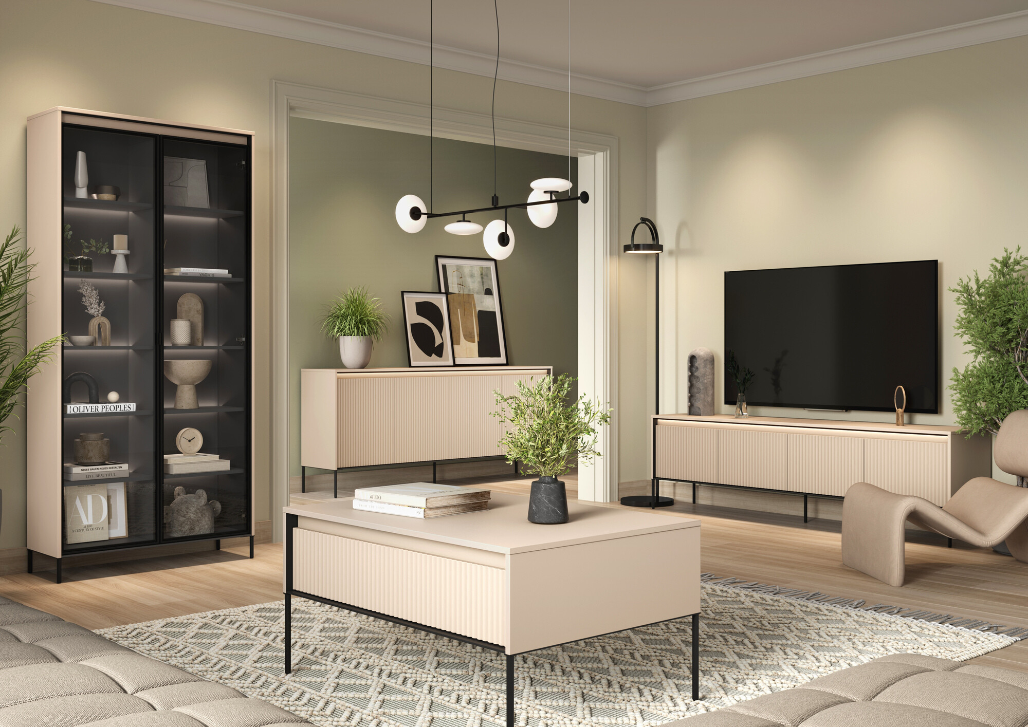 Bookcase Fernolu 106 (Beige + Black)