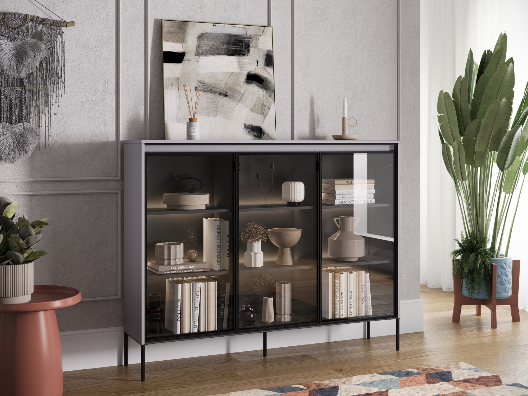 Sideboard Fernolu 108 (Grey + Black)