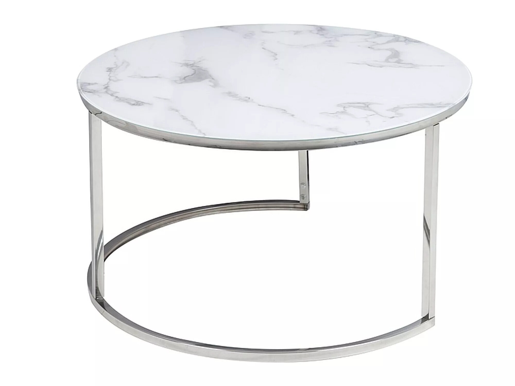 Coffee table set Detroit 494 (Silver + White marble)