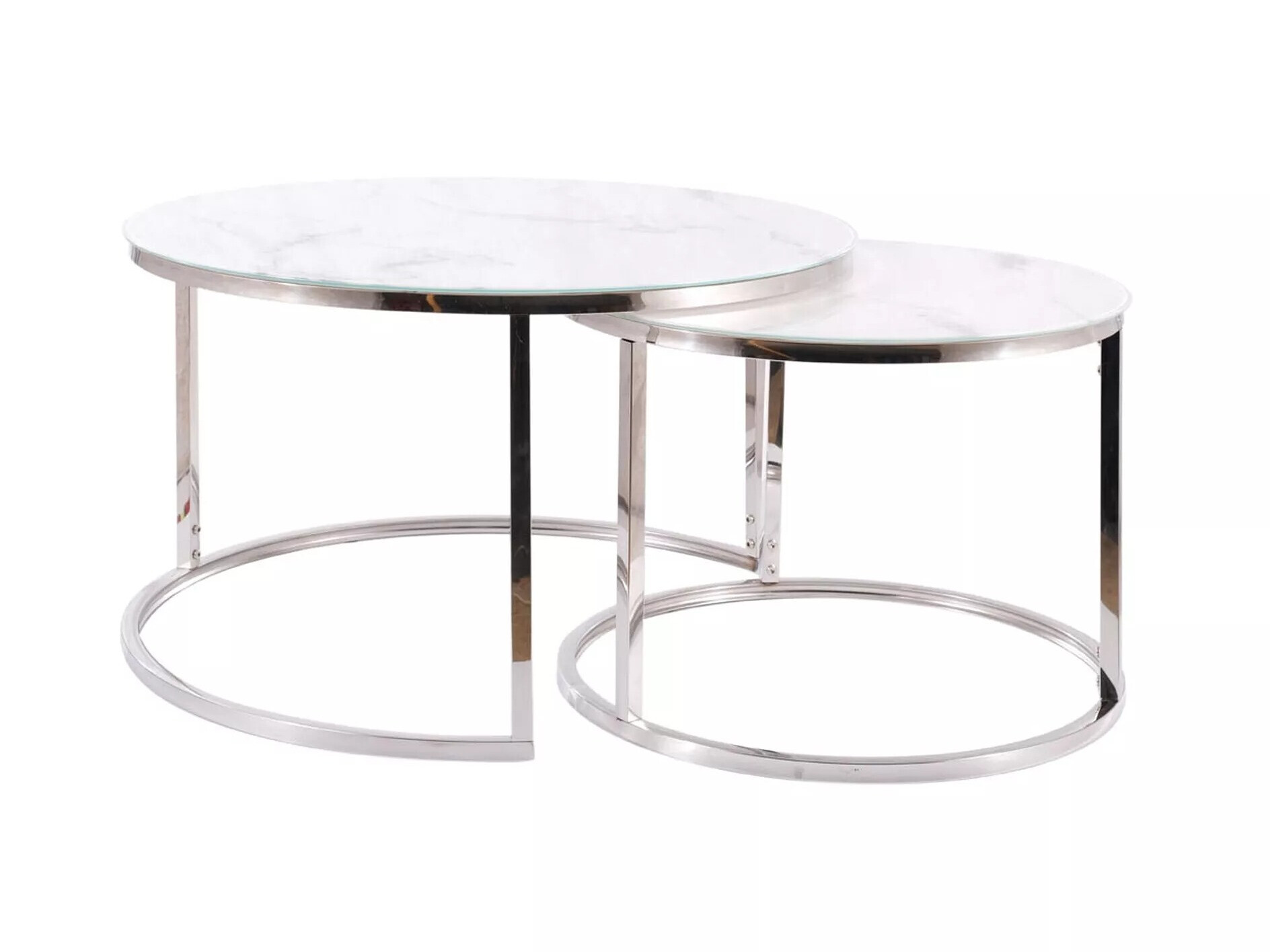 Nest of coffee tables Detroit 494 (Silver + White marble)